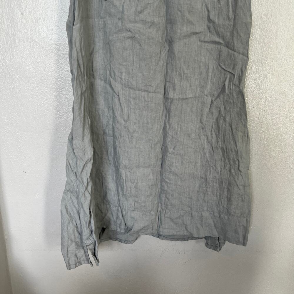 Flax Brand Long Serene Gray 100% Linen Maxi Dress Women P 4-6 Pocket Sleeveless - Picture 4 of 10